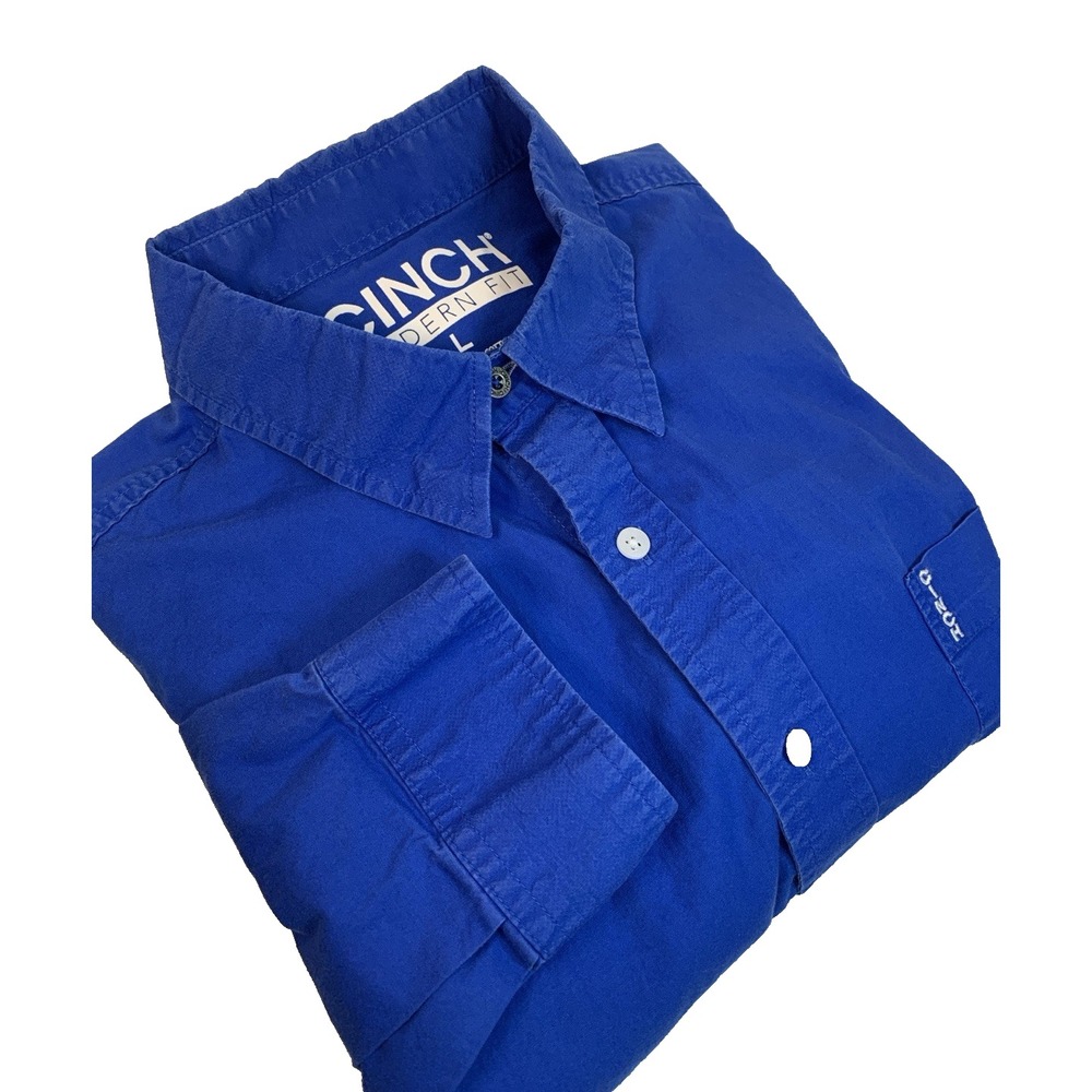 Cinch Long‎ Sleeve Button Down Shirt Men's L Blue Ranch Cowboy Rodeo  *Read